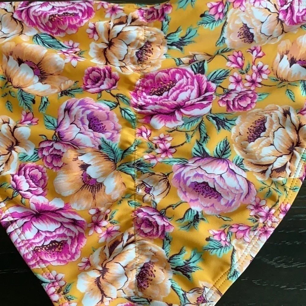 Orange & Pink Floral Bikini Hipster Bottom XL